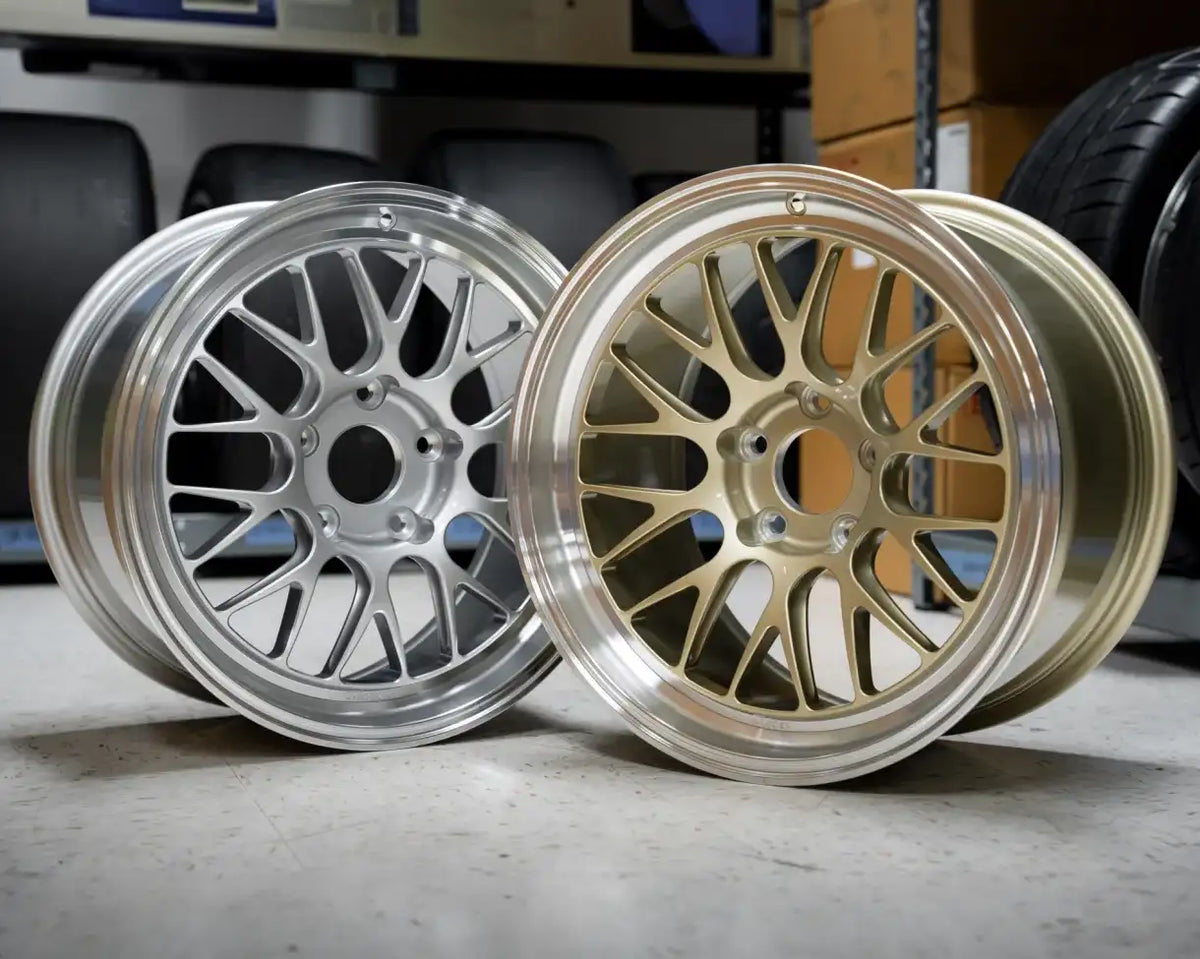 APEX ML-10RT two wheels showing finish examples, sold individually; wheel diameter and face profile vary by specification