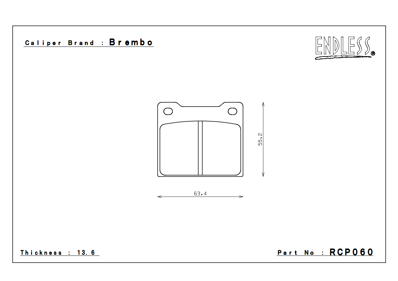 ENDLESS RCP060 FORD Fiesta R2 / Rally4 - Rear