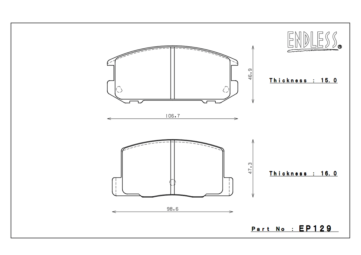 Endless Brake Pads Toyota MR2 Rear EP129