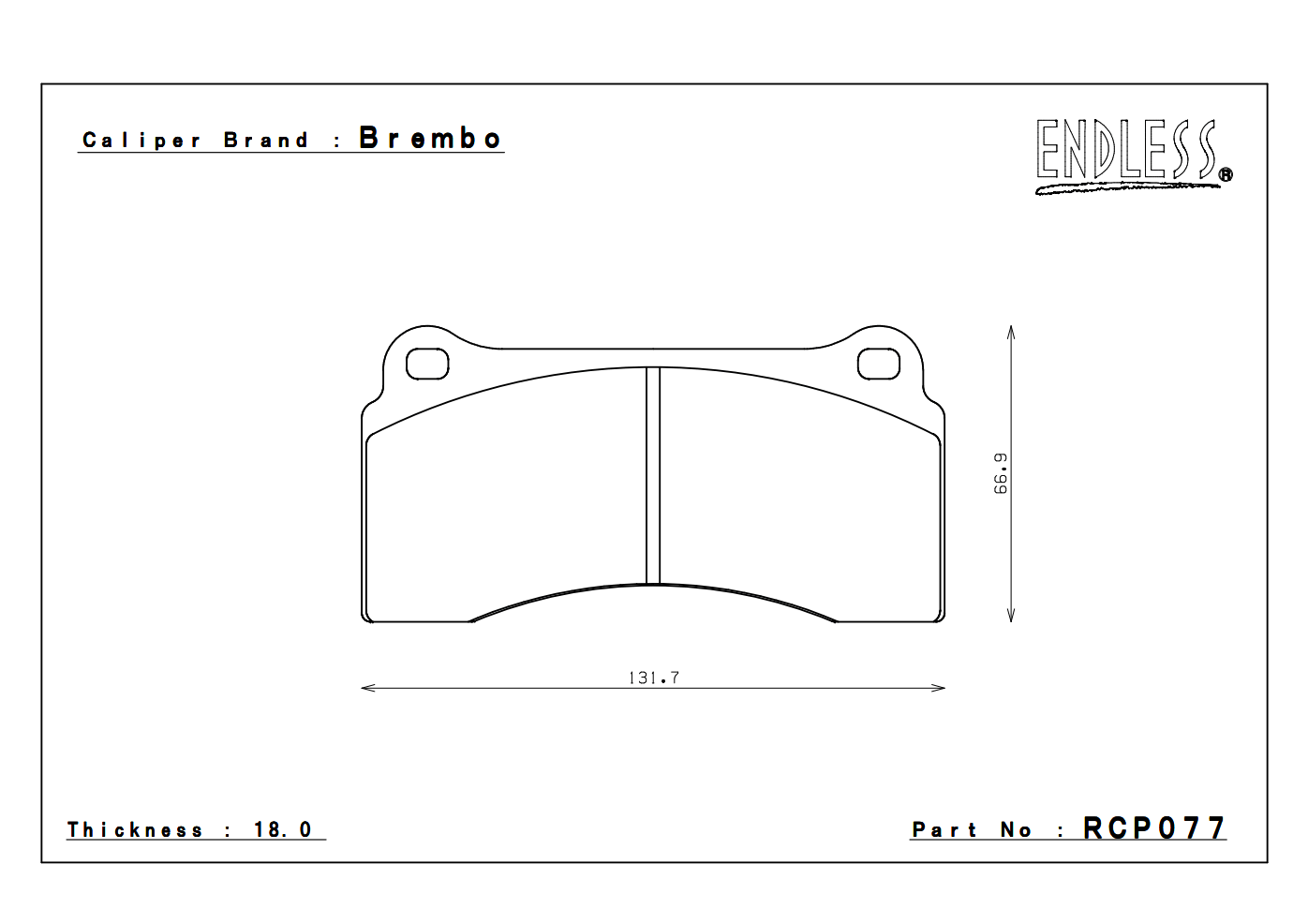 ENDLESS RCP077 LAMBORGHINI Gallardo - Rear 4 Pot