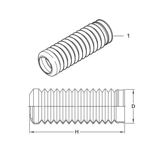Öhlins 10216-01 dust boot technical drawing — style illustration, not photograph