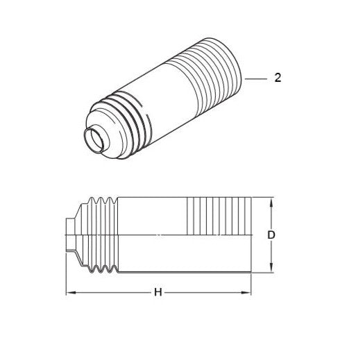 Öhlins 10216-02 dust boot technical drawing — style illustration, not photograph