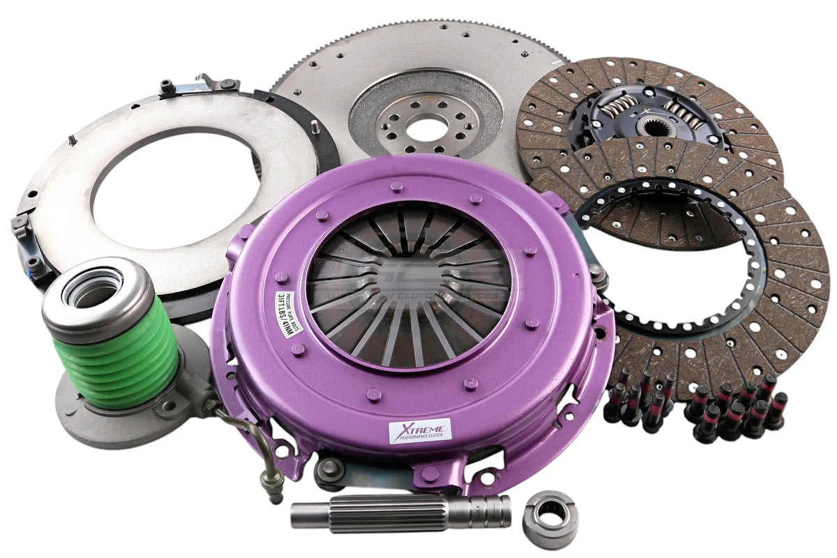 Xtreme Clutch 270mm Sprung Organic Twin Plate Clutch Kit Ford Mustang 5.0 with Flywheel and CSC KFD27655-2A