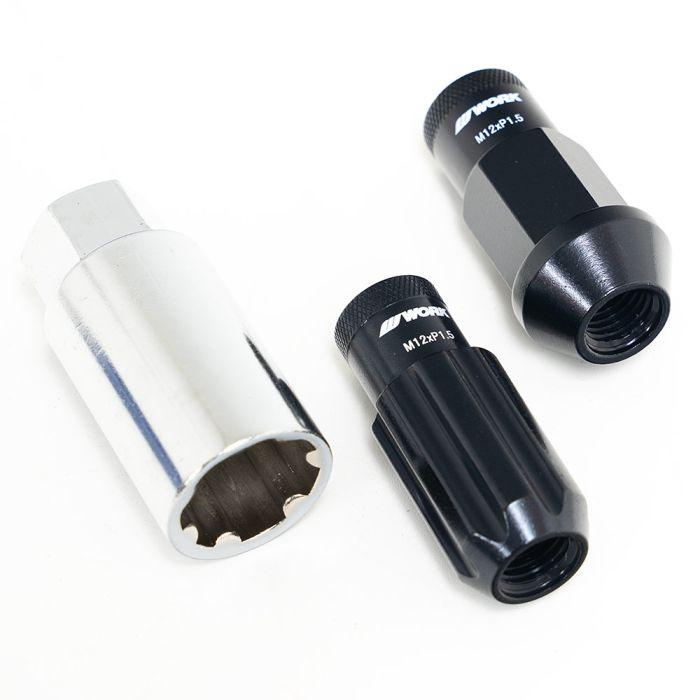 Work Wheel Nuts and Locking Nuts Set M12X1.5 - Open end - Black