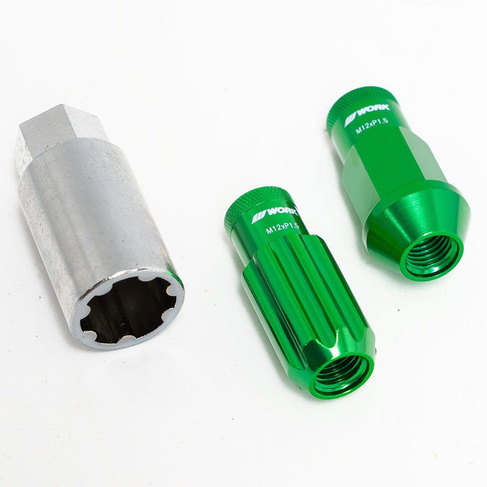 Work Wheel Nuts and Locking Nuts Set M12X1.5 - Open end - Green