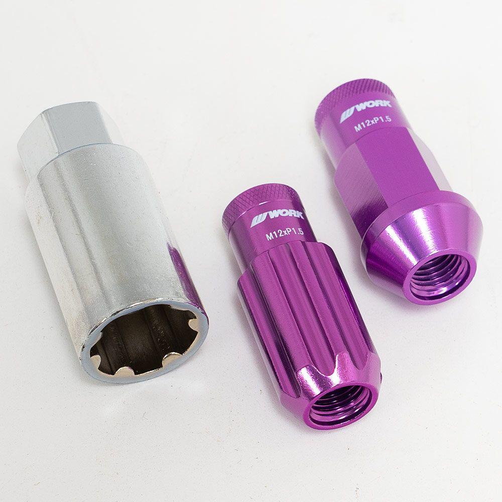 Work Wheel Nuts and Locking Nuts Set M12X1.5 - Open end - Purple