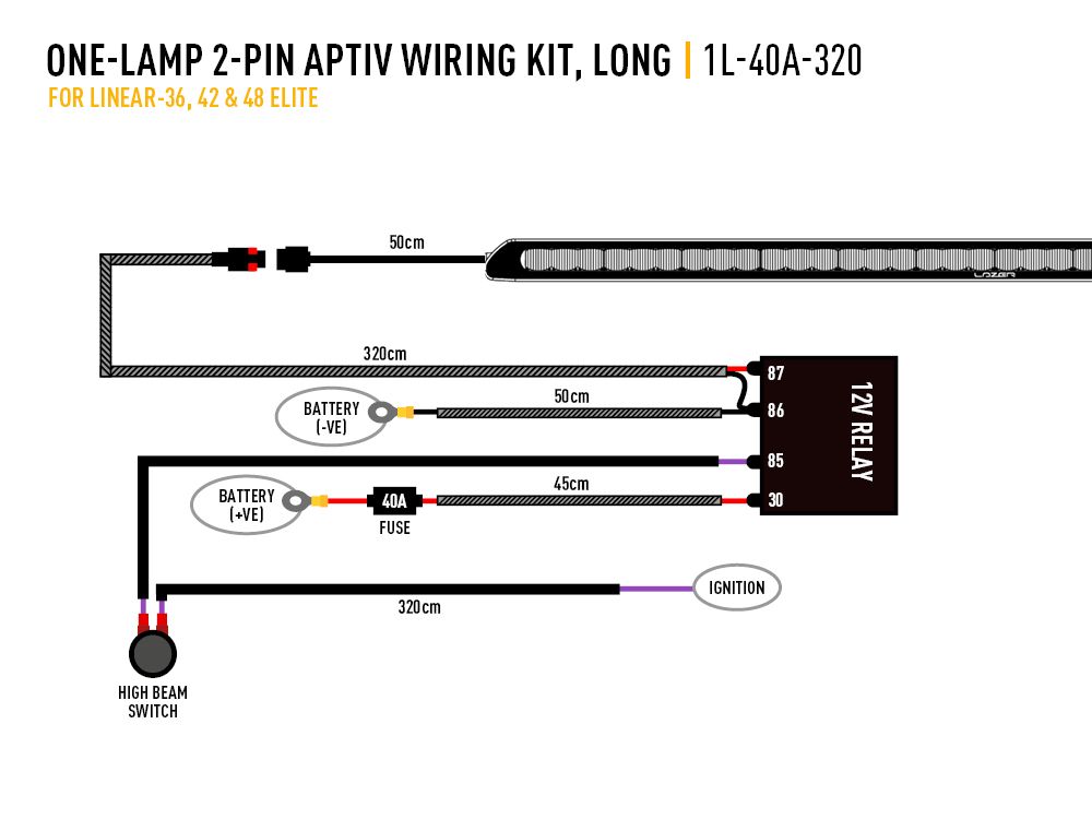 LAZER Single-Lamp Harness Kit - (2-Pin, Aptiv, 12V)