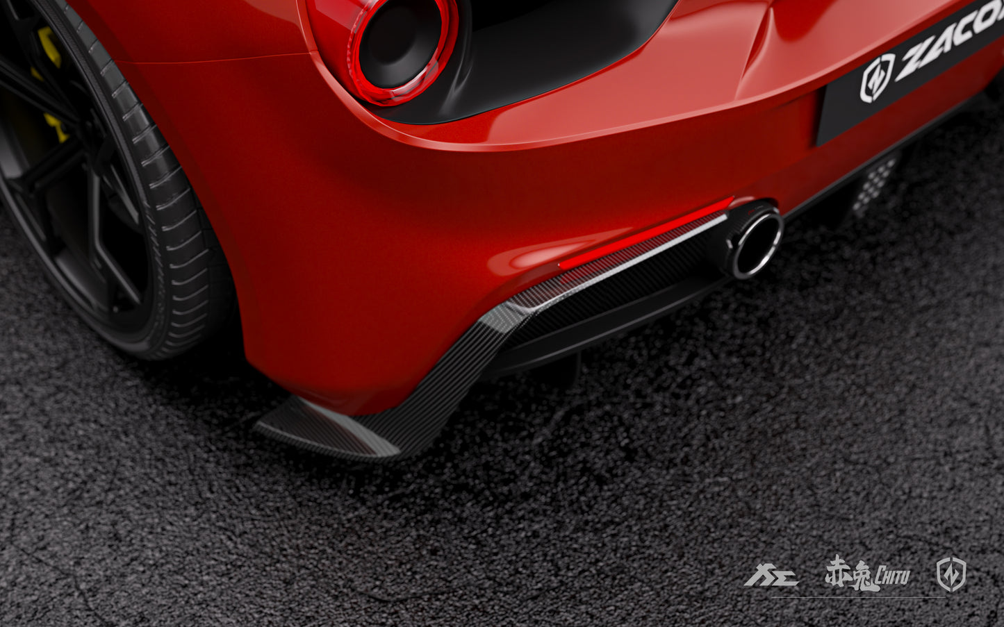 ZACOE Rear Side Flaps Carbon Fiber - Ferrari 488 GTB