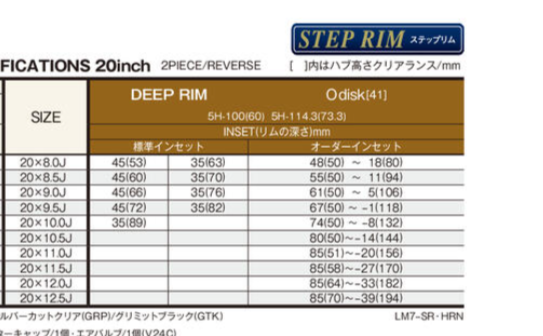 WORK LANVEC LM7 20" STEP RIM