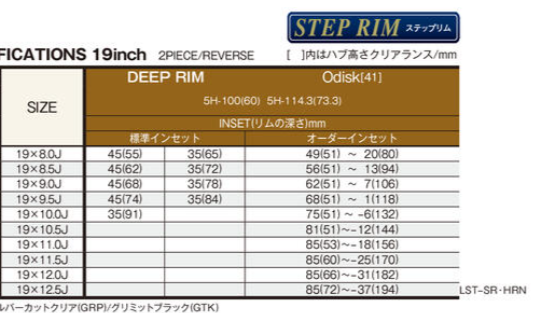 WORK LANVEC LS10 19" STEP RIM