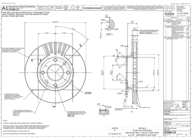 AP Racing Ventilated Brake Disc 262x20.1mm (CP2589-115) technical drawing