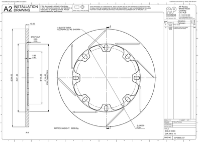 AP Racing Solid Brake Disc 290x10mm (CP2866-237) technical drawing