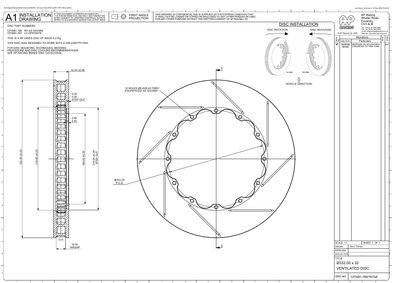 AP Racing Ventilated Brake Disc 332x32mm (CP3581-766/767) technical drawing