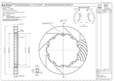 AP Racing Ventilated Brake Disc 355x32mm (CP3836-2018/2019) technical drawing