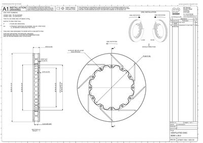 AP Racing Ventilated Brake Disc 285x28mm (CP3837-1002/1003) technical drawing