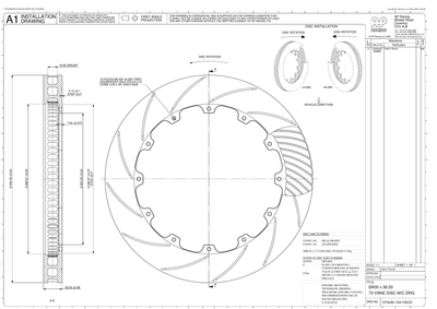 AP Racing Ventilated Brake Disc 400x36mm (CP4095-104/105) technical drawing