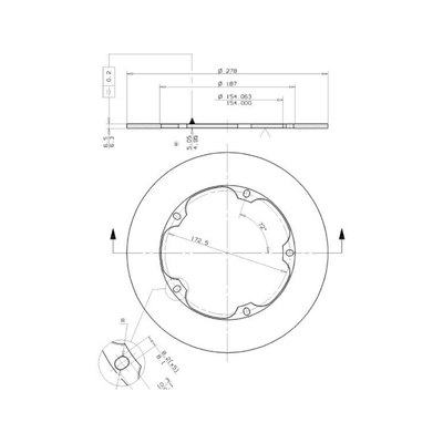 Brembo Racing 278x6.4mm Brake Disc technical drawing