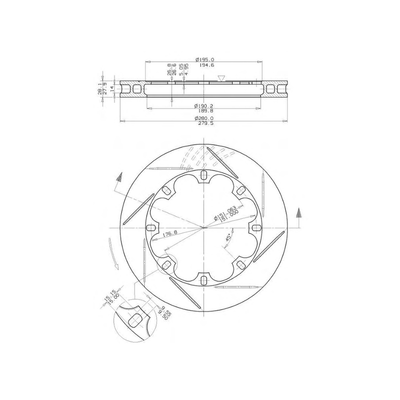 Brembo Racing 280x28mm Brake Disc technical drawing