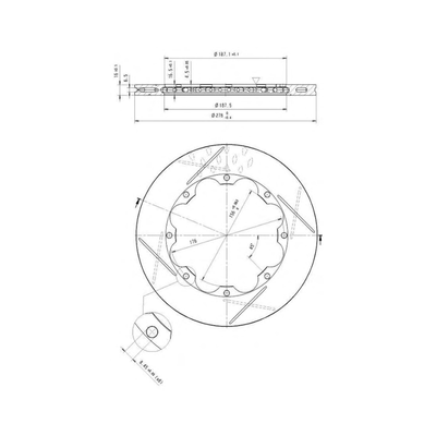Brembo Racing 278x16mm Brake Disc technical drawing