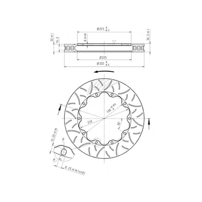 Brembo GT 332x32 Drilled Brake Disc Rotor Ring
