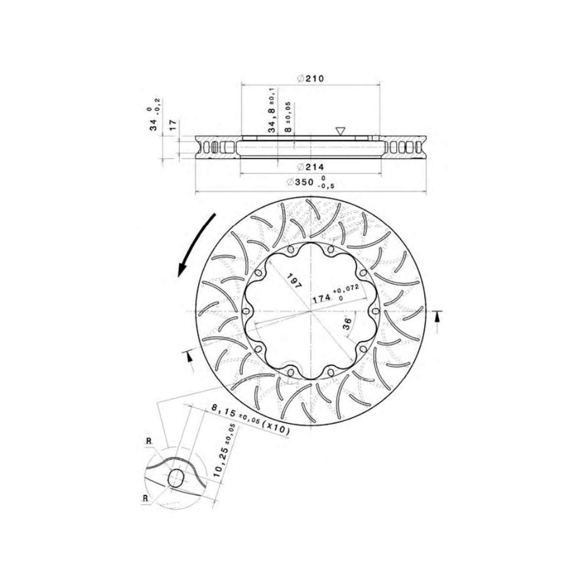 Brembo Racing Porsche 996 Cup Front 350x34mm Brake Disc