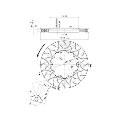 Brembo Racing Porsche 996 Cup Front 350x34mm Brake Disc