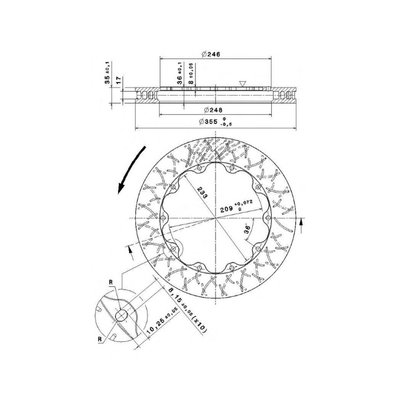 Brembo Racing 355x35mm Brake Disc technical drawing