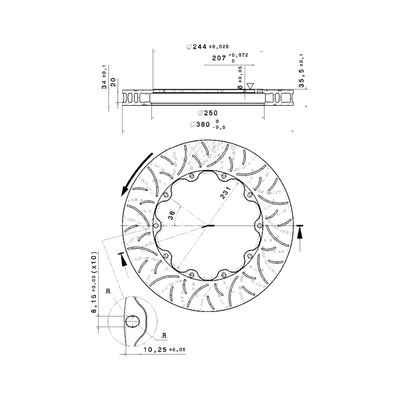 Brembo GT 380x34 TY3 Brake Disc Rotor Ring