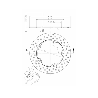 Brembo Racing Fiat Punto S1600 Rear 278x6.5mm Brake Disc