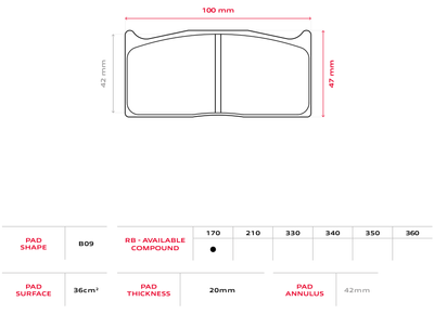 Brembo Racing B09 pad shape drawing