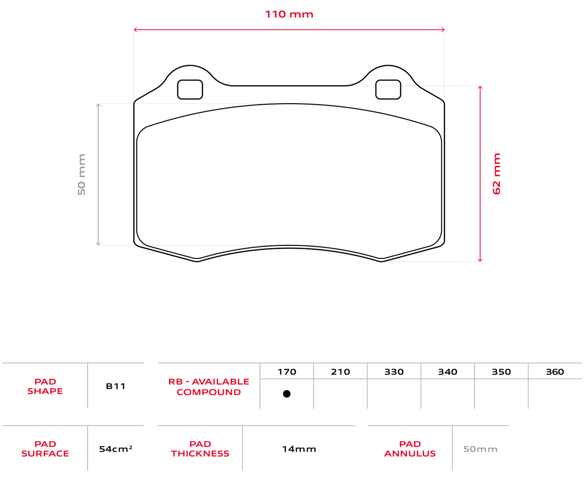 Brembo Racing B11 14mm Brake Pads