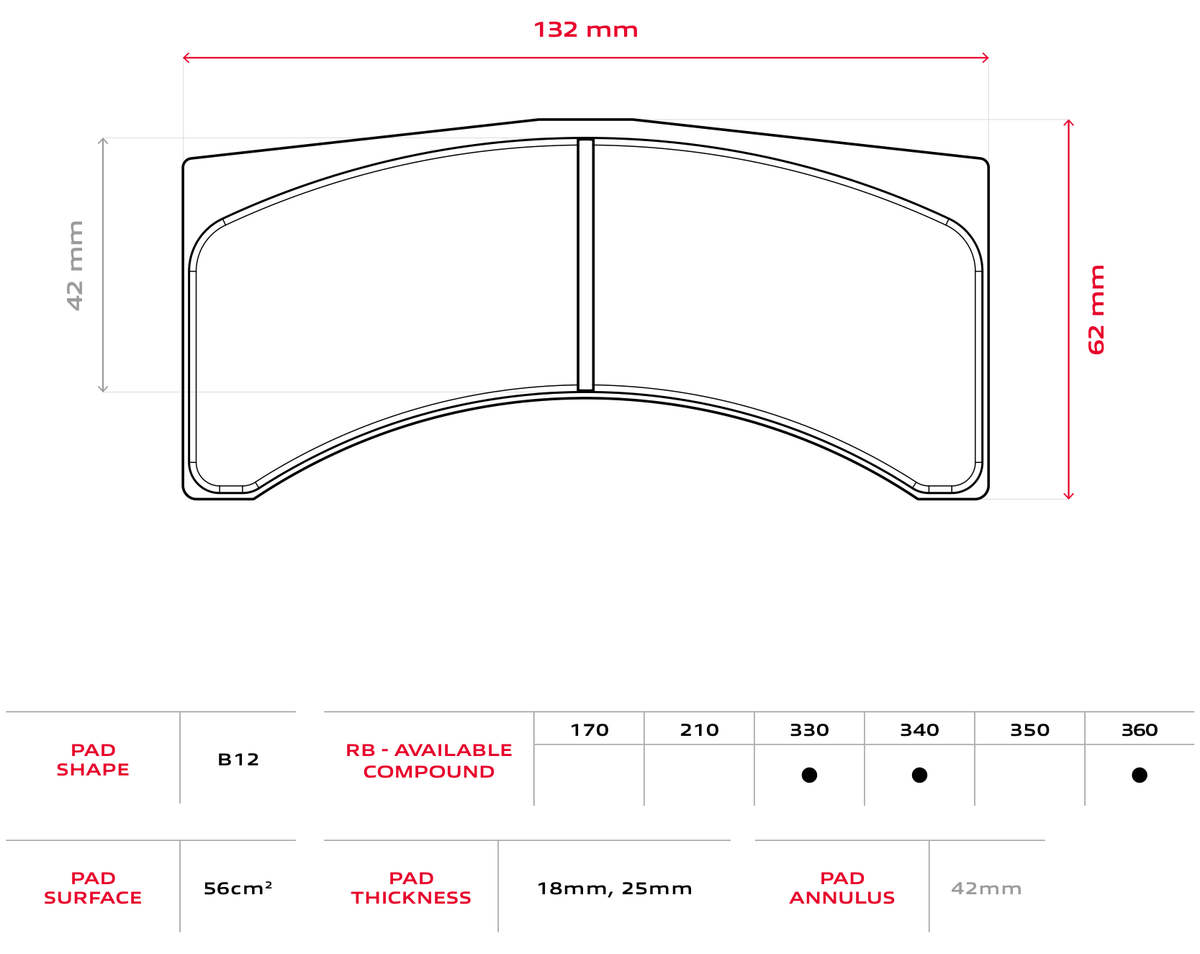 Brembo Racing B12 pad shape drawing