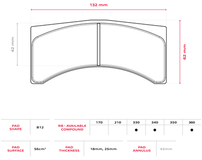 Brembo Racing B12 pad shape drawing
