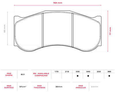 Brembo Racing B21 30mm Brake Pads