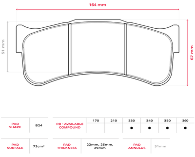 Brembo Racing B24 pad shape drawing