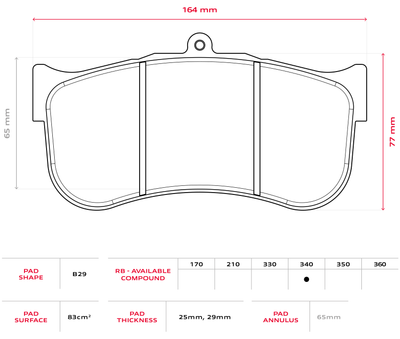 Brembo Racing B29 29mm Brake Pads