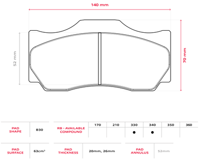 Brembo Racing B30 26mm Brake Pads