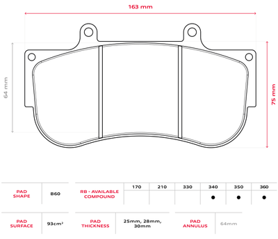 Brembo Racing B60 30mm Brake Pads