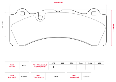 Brembo Racing B65 17mm Brake Pads