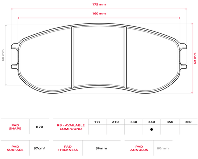 Brembo Racing B70 30mm Brake Pads