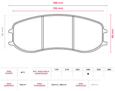 Brembo Racing B71 28mm Brake Pads