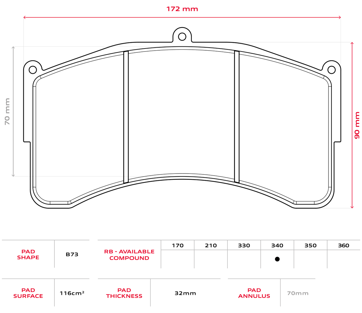 Brembo Racing B73 32.3mm Brake Pads