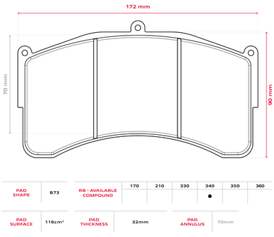 Brembo Racing B73 32.3mm Brake Pads