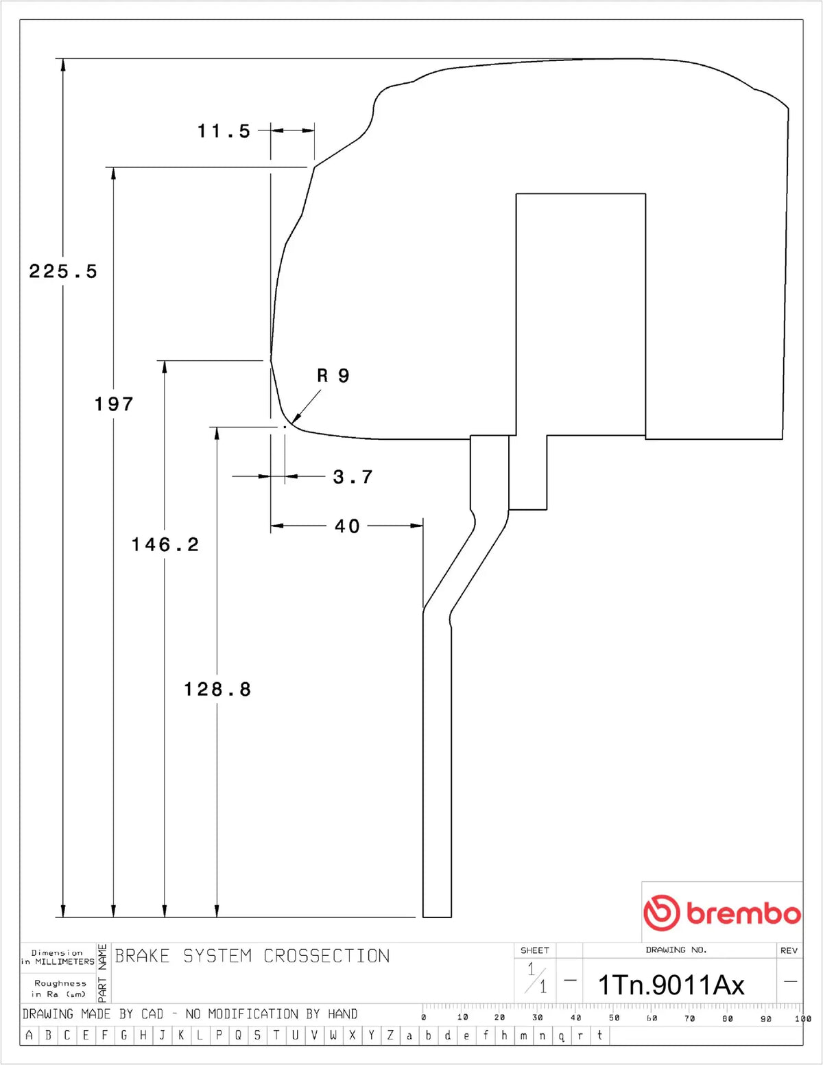 Brembo Brake Kit Audi S5 (B9) 2018-2025 GT-BM - Brembo technical drawing 1Tn.9011Ax