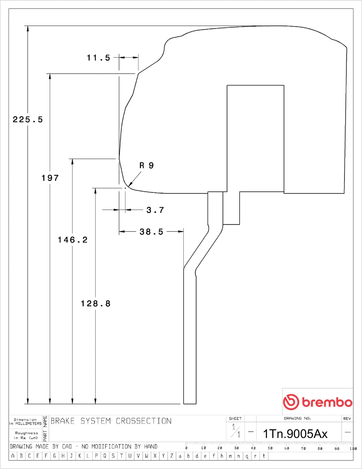 Brembo Brake Kit Audi RS3 Sportback 8v 2015-2020 GT-BM - Brembo technical drawing 1Tn.9005Ax