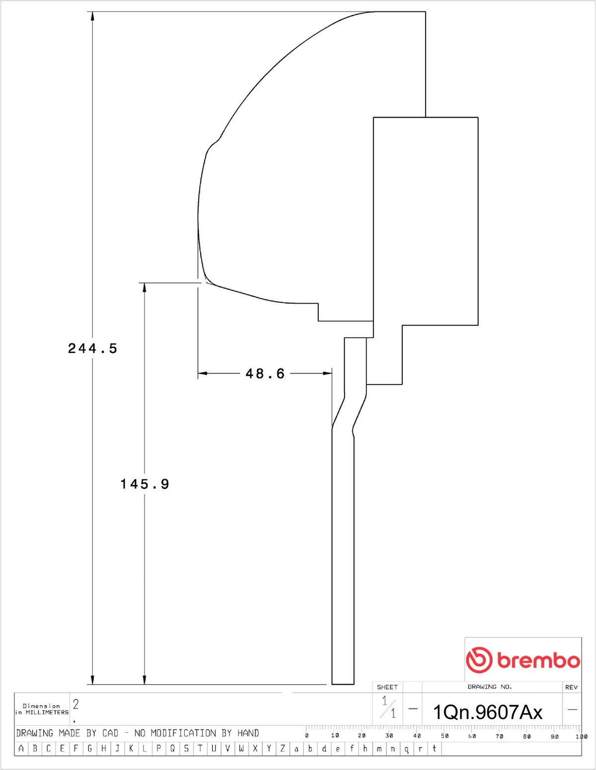Brembo Brake Kit Audi S7 (C7) 2013-2018 GT-BM - Brembo technical drawing 1Qn.9607Ax