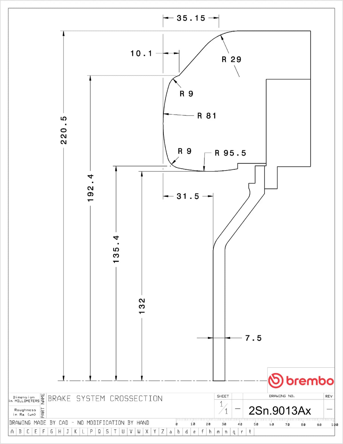 Brembo Brake Kit BMW M4 Excluding Carbon-Ceramic Brake (F82) 2015-2020 GT-BM - Brembo technical drawing 2Sn.9013Ax