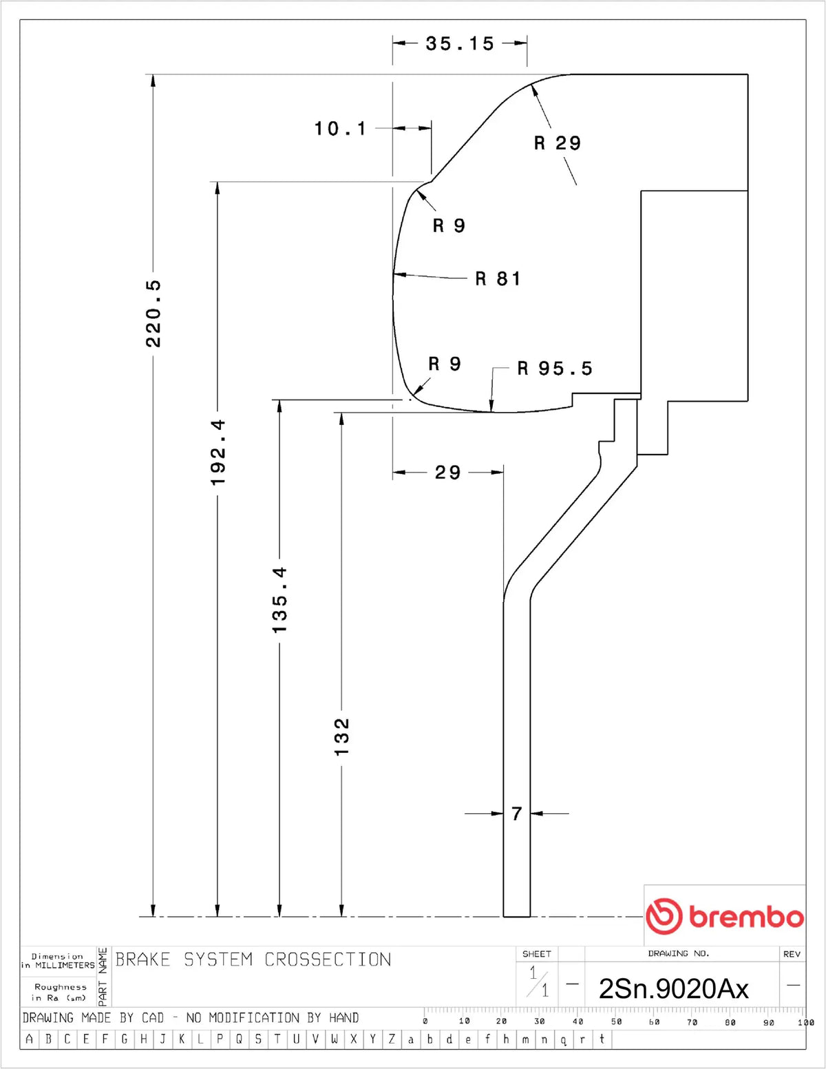 Brembo Brake Kit BMW Z4 (G29) 2019- GT-BM - Brembo technical drawing 2Sn.9020Ax