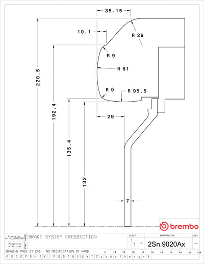 Brembo Brake Kit Toyota GR Supra (A90) 2020- GT-BM - Brembo technical drawing 2Sn.9020Ax