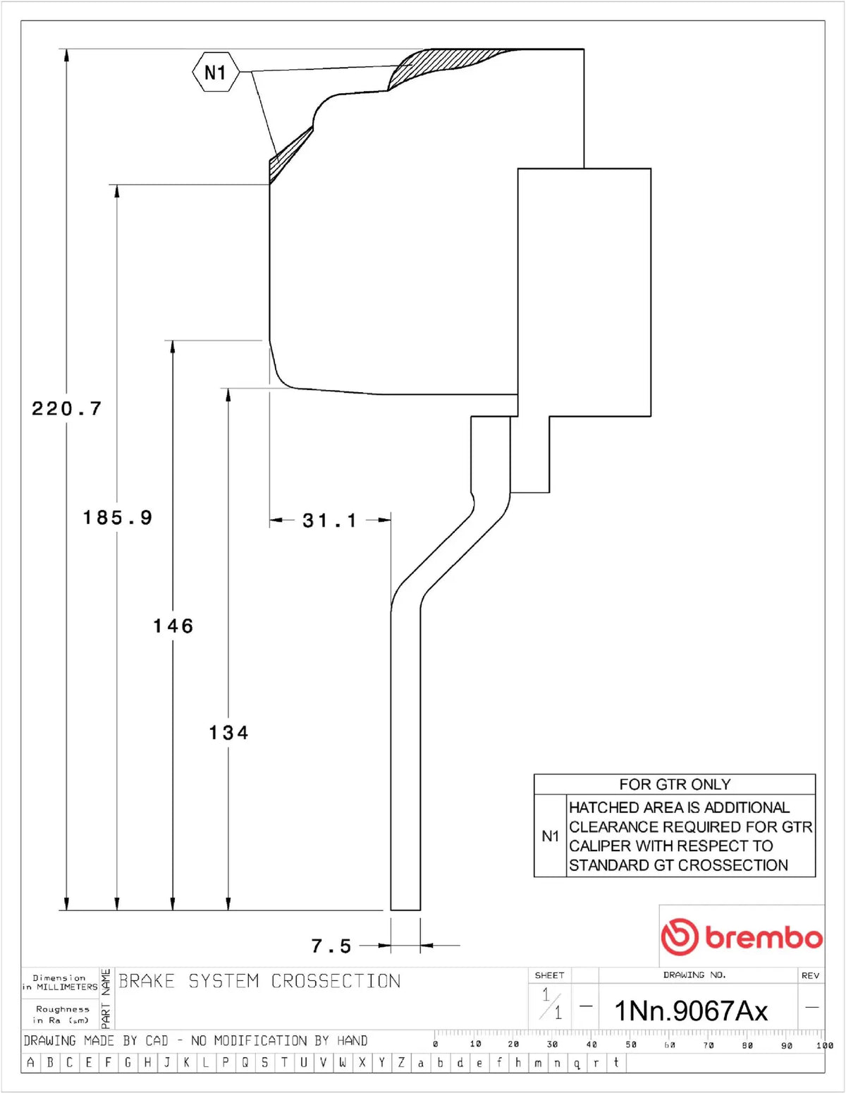 Brembo Brake Kit BMW Z4 (G29) 2019- GT-R - Brembo technical drawing 1Nn.9067Ax